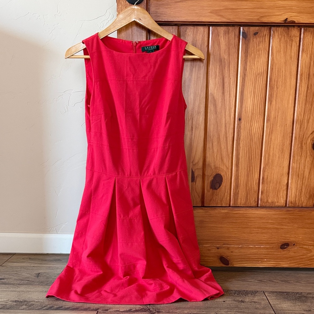 Lauren Ralph Lauren Bright Red Sleeveless Fit-and-Flare Dress